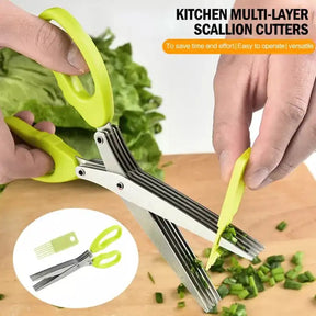 5 layer Scissor Multifunctional Stainless Steel Multi Layer Kitchen Scissor - Vegetables Cutter Scissor High Quality Original Product