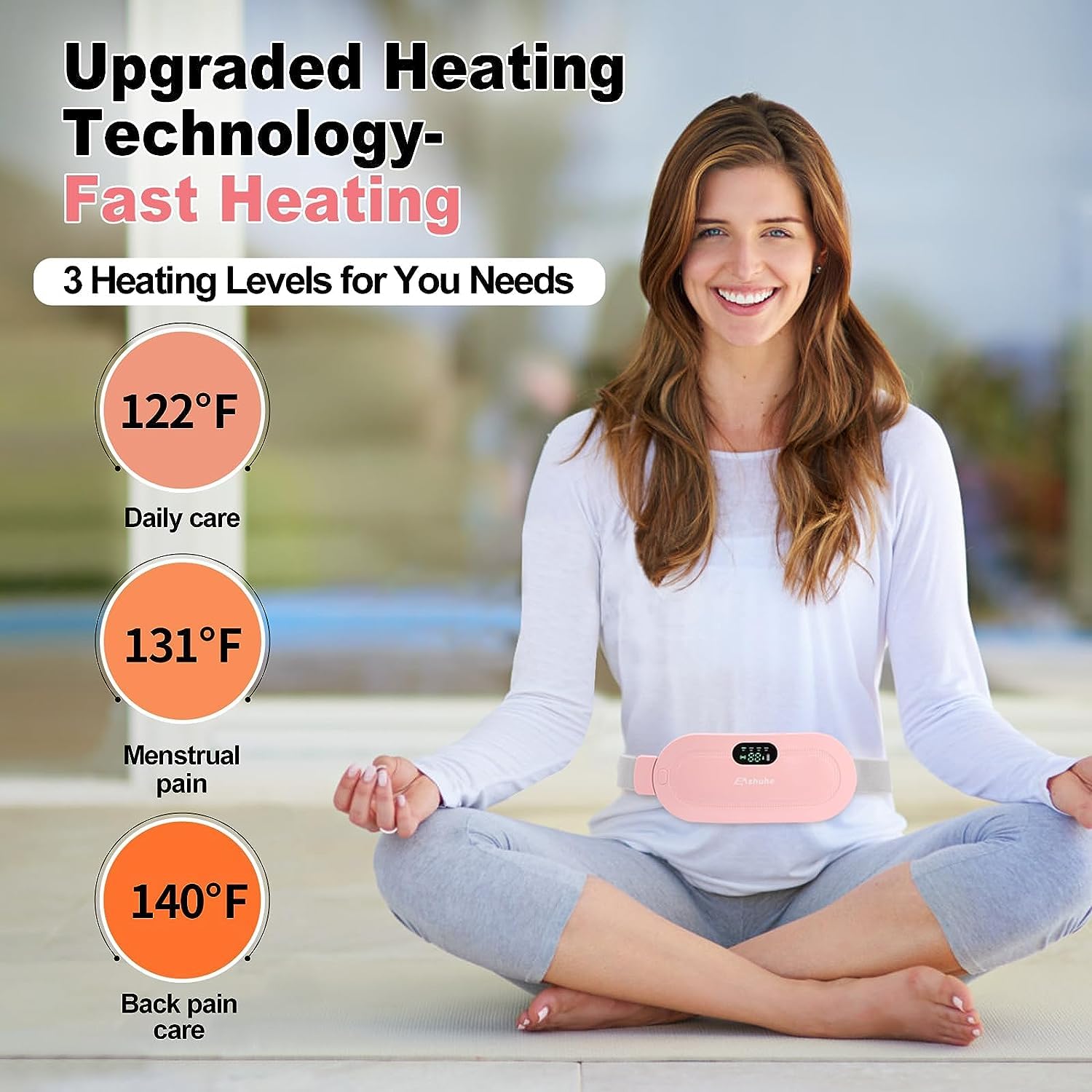 Heating Pads for Cramps Portable Cordless Pad for Women - Fast Heating Menstrual Period,Back and Cramp Relief - 3 Heat Levels and 3 Massage Modes - Rechargeable and Safe