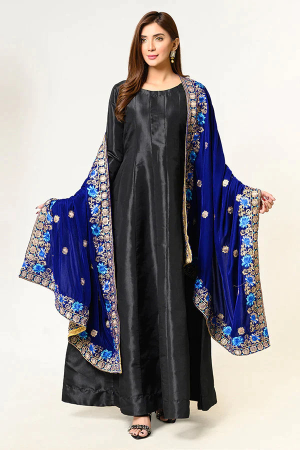 Embroidered Velvet Shawl Size : 2.50 Meter