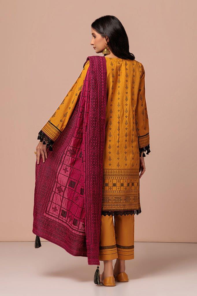 YELLOW-JACQUARD-3 PIECE (ABN233P13A)