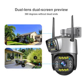 PTZ WIFI OUTDOOR DURAL LENS 2MP+2MP 4MP IN TOTAL DURAL IR LED COLORVU NIGHT VISION APP V380 PRO